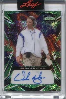 $69.99 • Buy 2023 Urban Meyer Leaf Vibrance AUTO GREEN Autograph 3/7 OSU Ohio State Buckeyes