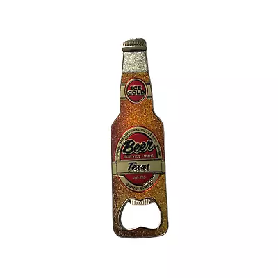 Texas Souvenirs Beer Bottle Shape Opener Enamel Fridge Magnet Metallic Orange • $13.99