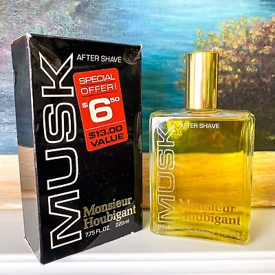 Vintage Original MUSK Monsieur Houbigant 7.75 Oz Ml Cologne Splash + Box • $178