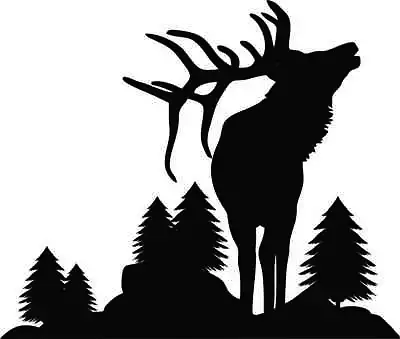 Elk Scene Silhouette Wildlife Decal #1  11  X 10   LARGE WHITE • $11.99