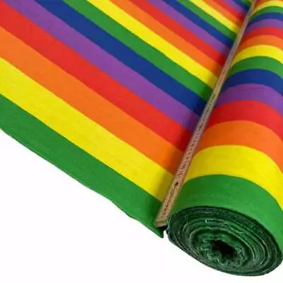 Polycotton Fabric Polycotton Rainbow Fabric Stripe Dressmaking & Craft 45  Wide • £4.49