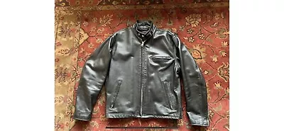 $450 • Buy Schott 141 Cafe Racer Leather Jacket Size 42 Black