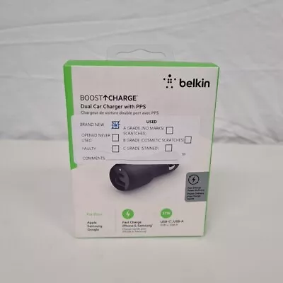 NEW Belkin BoostCharge Dual Car Charger With PPS 25W USB-C & 12W USB-A • $35