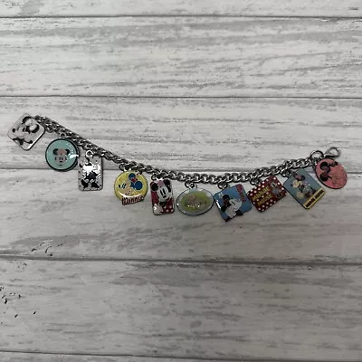 Disney Mickey Mouse And Minnie Mouse Charm Bracelet Silver Tone Photos • $12.99