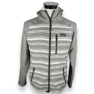 Patagonia Better Sweater Hoody Mens Medium Gray Striped Full Zip Fleece Hoodie • $74.99