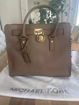 Michael Kors Hamilton Large Tote Saffiano Shoulder Bag- Taupe • $90