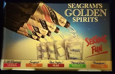 Vintage Seagrams Golden Spirits Serious Fun Light Up Bar Sign 21 1/2 X14  Works • $62