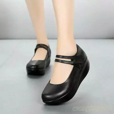 Women's Mary Jane Platform Round Toe Wedge Heels Work Nursing Casual Shoes  • $39.04