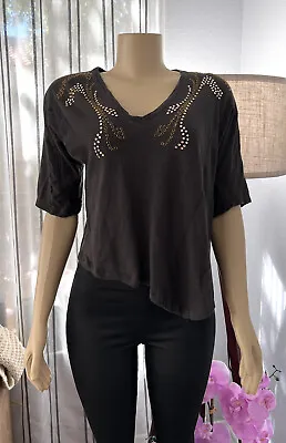 $19.99 • Buy Zara W&B Collection Womens Top Size S Embellished Knit Rugged Basic Asymmetrical
