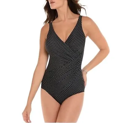 Miraclesuit Oceanus Polka-Dot One-Piece Swimsuit Women’s Size 12DD Tummy Control • $112.15