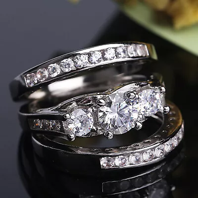 Women's Sparkling Diamond Set Zirconia Ring Promise Ring Set Zirconia Ring • $9.14