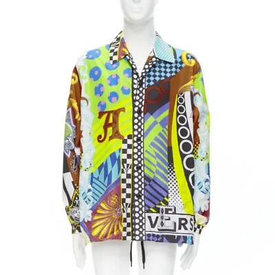VERSACE 2020 Runway Pop Temple Print Nylon Windbreaker Shirt Jacket IT48 M • $448
