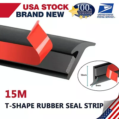 T-Type Rubber Sealing Strip Black For Car Edge Trim Bumper Lip Side Skirt 15M • $21.99