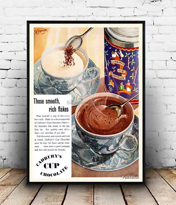 Cadburys Cup Chocolate : Vintage Advertising  Poster Reproduction. • £5.09