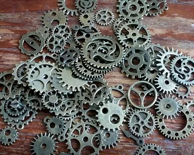 100 Assorted Metal Gears Steampunk Clock Cog Dark Rustic Silver Mix Bulk Lot Set • $40.36