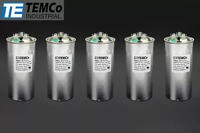 TEMCo 80/5 MFD UF Dual Run Capacitor 370 440 Vac Volts 5 LOT AC Motor HVAC 80+5 • $57.41