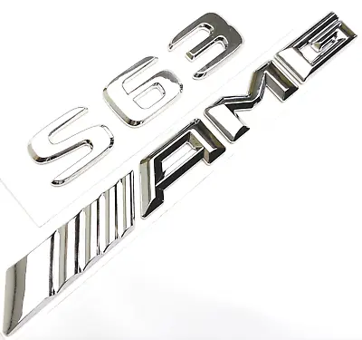 #2 Chrome S63+amg Fit Mercedes S63 Rear Trunk Emblem Badge Nameplate Decal • $22.99