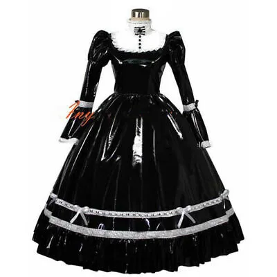 Sissy Maid Pvc Dress Black Lockable Uniform Cosplay Costume Tailor-made@ • $43.84