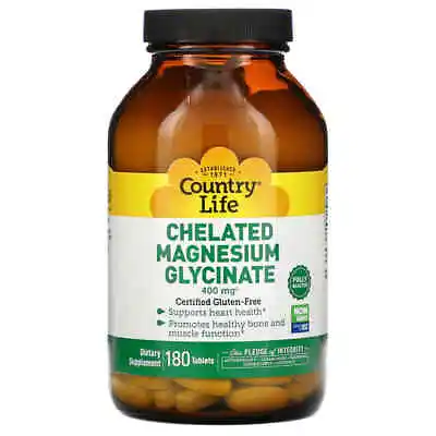 Country Life Chelated Magnesium Glycinate 400mg 180 Tablets • £51.99
