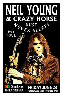 $15.95 • Buy NEIL YOUNG 1978 CRAZY HORSE Concert Poster SPECTRUM PHILADELPHIA PA  GIG POSTER