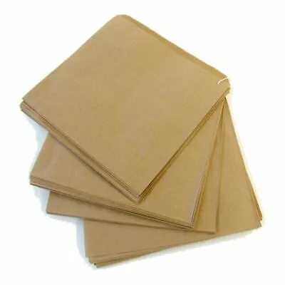 PAPER BAGS STRUNG BROWN KRAFT FOOD SANDWICH TAKEAWAY GROCERY BAG 7'' X 7'' • £0.99