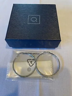 QVC Steel By Design Textured 2 Inch Hoop Earrings Stainless Steel  • $36