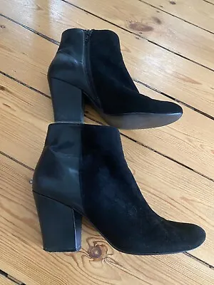 Women's Miss KG Black Faux Suede & Faux Leather Ankle Boots Size 39 • £10