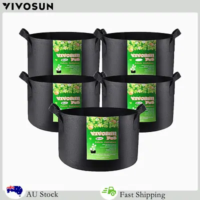 VIVOSUN 5 Pack 20 Gal Plant Grow Bag Thickened Nonwoven Fabric Pot With Handles • $28.49