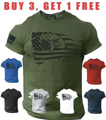 $12.49 • Buy USA Flag T Shirt Eagle Patriotic American Army Style Tee Shirt S-3XL