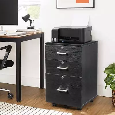 Vertical File Cabinet 3-Drawer Filing Cabinet Office Storage Organizer W/ Lock • $80.89