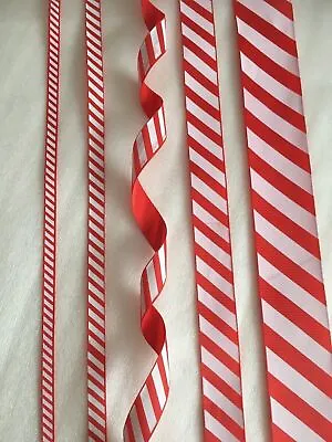 £2.10 • Buy Red & White Candy Stripe Ribbon Christmas Tree Cake Candy Cane 4 Widths