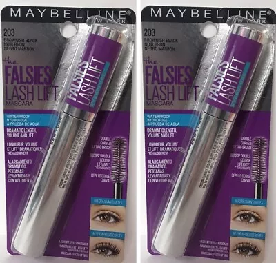 Maybelline  Falsies Lash Lift Waterproof Mascara 203 BROWNISH BLACK ⭐ LOT OF 2 ⭐ • $16.77