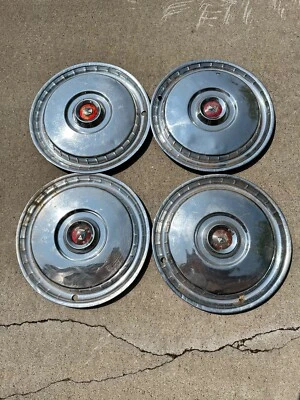 $40 • Buy 4 -vintage 1955 56 Ford Custom Crestline Victoria Sunliner Coupe Hubcaps