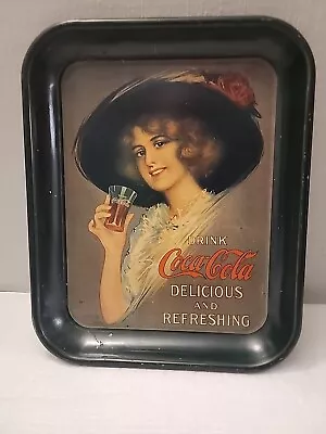 Coca Cola Tray Metal Serving Hamilton King Girl 1970s Repro 1913 Retro • $2