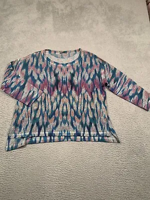 Nally & Millie Women's Purple Artsy Sweater Open Long Sleeve Knit Medium M • $8.75