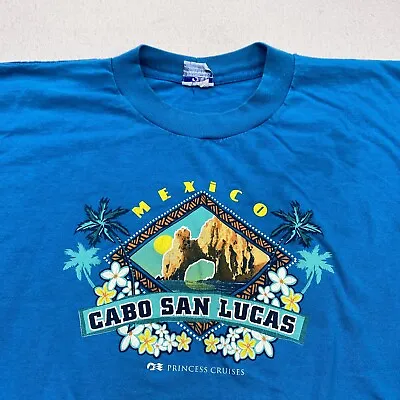 $15 • Buy Vintage Cabo San Lucas T Shirt Adult Large Blue Relaxed Mexico Princess Cruises