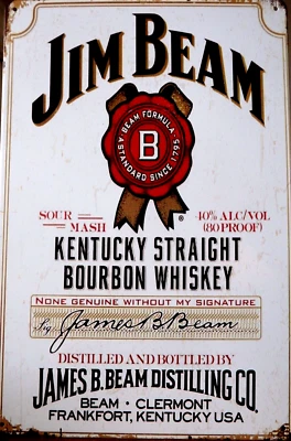 $13.45 • Buy JIM BEAM Rustic Metal Sign Vintage Tin Shed Garage  Bar Man Cave Wall Plaque