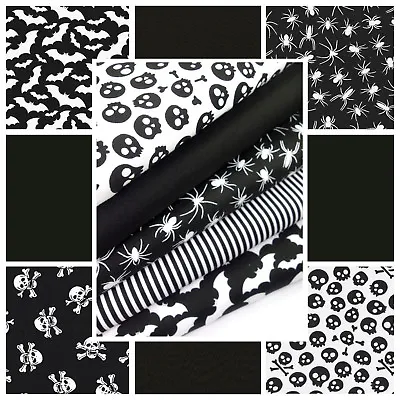 Halloween Fabric Fat Quarters Or FQ Bundles Bats Spiders Fabric Bunting Display • £7.99