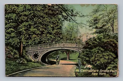 Postcard Central Park Bridle Path New York Horse & Rider • $6.99