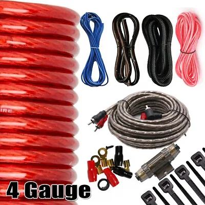 2300w 4 Gauge Car Power Amplifier Wiring Kit Audio Subwoofer AMP RCA Cable Sub • £17.99