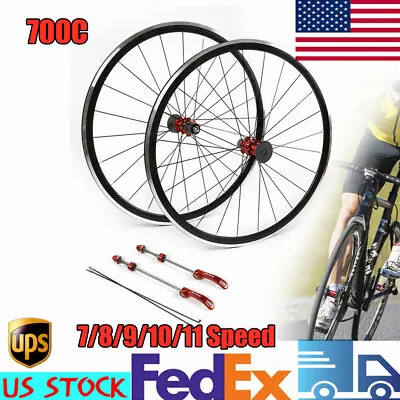 700C On Road Bicycle Bike Front & Rear Wheel 7/8/9/10/11Speed Cassette Wheel USA • $102.60