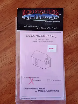 Micro Structures ByMiller Engineering Gar-100 Garage Photo Edged Brass N Scale • $19.99