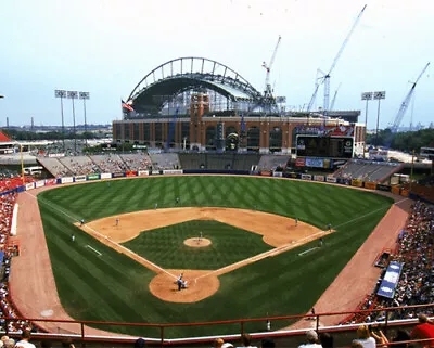Game At Milwaukee Brewers County Stadium And Miller Park Construction Photo • $12