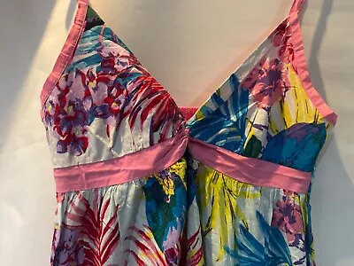 M&S Beachwear Cotton Midi Dress Size 12 Pink Mix • £9.99