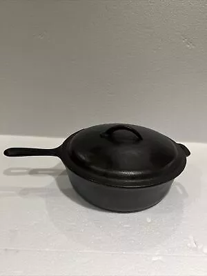 Vintage  NO. 8 CAST IRON 10 1/2 INCH CHICKEN FRYER With LID MADE IN USA • $125