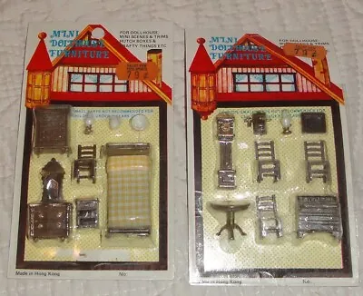 Vintage2  Mini Dollhouse Furniture Set S Bedroom & Study 17 Pcs Hong Kong MOC • $5