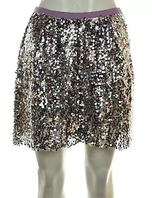 J Crew Collection Womens Skirt Size 0 White Silver Sequined Straight Above Knee • $24.99