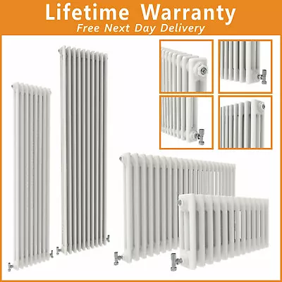 White Radiator Vertical  Horizontal Traditional 2 3 Column Cast Iron Style Rads • £63.99