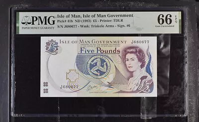 Isle Of Man 5 Pound ND 1983 P 41 B Gem UNC PMG 66 EPQ • $45.99