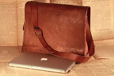 Men's Genuine Vintage Leather Messenger Shoulder Laptop Bag Leather Bag Handmade • $37.60